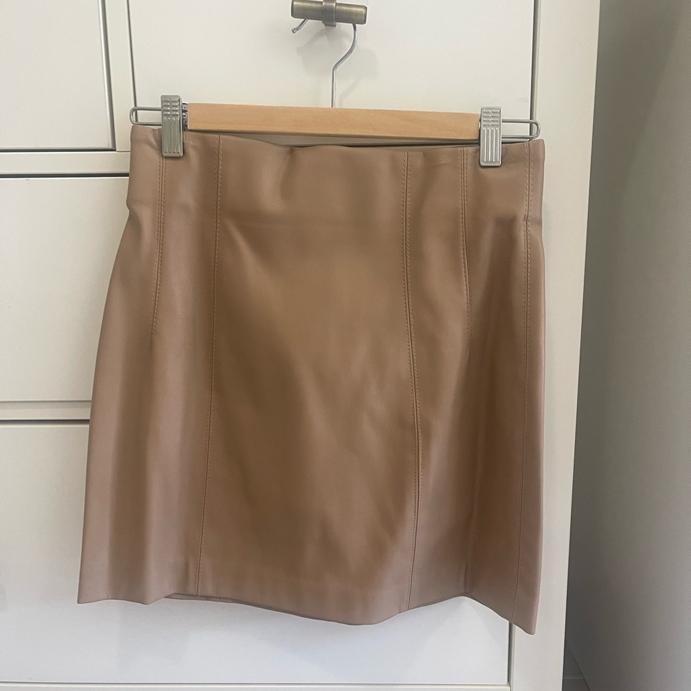Zara Tan Leather Mini Skirt